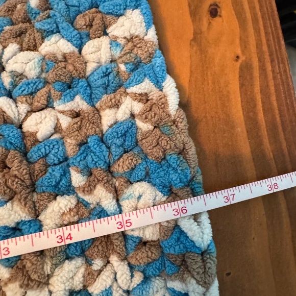 Cozy Blue,grey,white crocheted Blanket - Picture 3 of 4